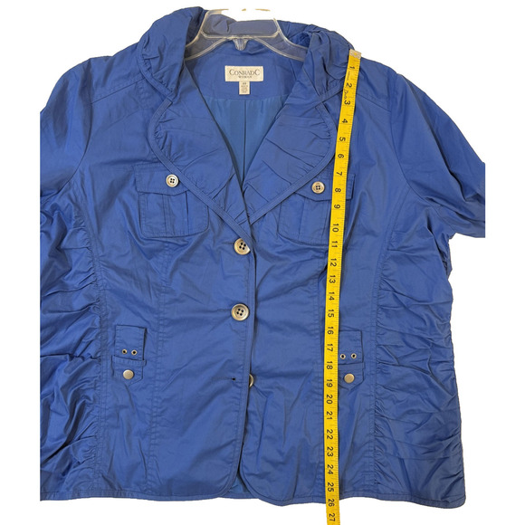 ConradC Jacket Womens 20 Lightweight Button Front Ruched Pockets Vintage Coat - Picture 6 of 7